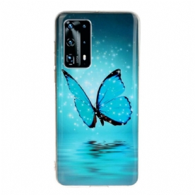 Hoesje voor Huawei P40 Pro Fluorescerende Blauwe Vlinder