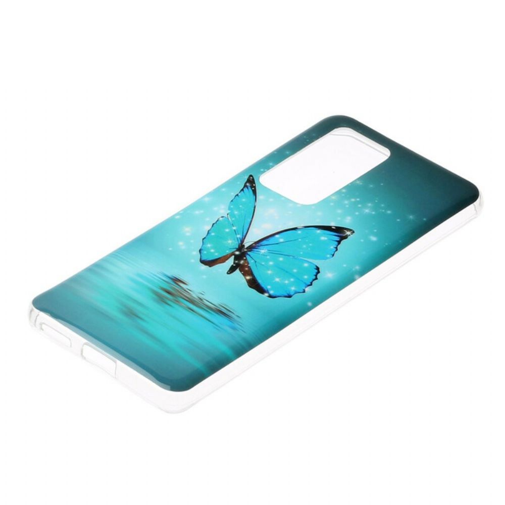 Hoesje voor Huawei P40 Pro Fluorescerende Blauwe Vlinder