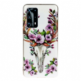 Hoesje voor Huawei P40 Pro Fluorescerende Eland Met Bloemen