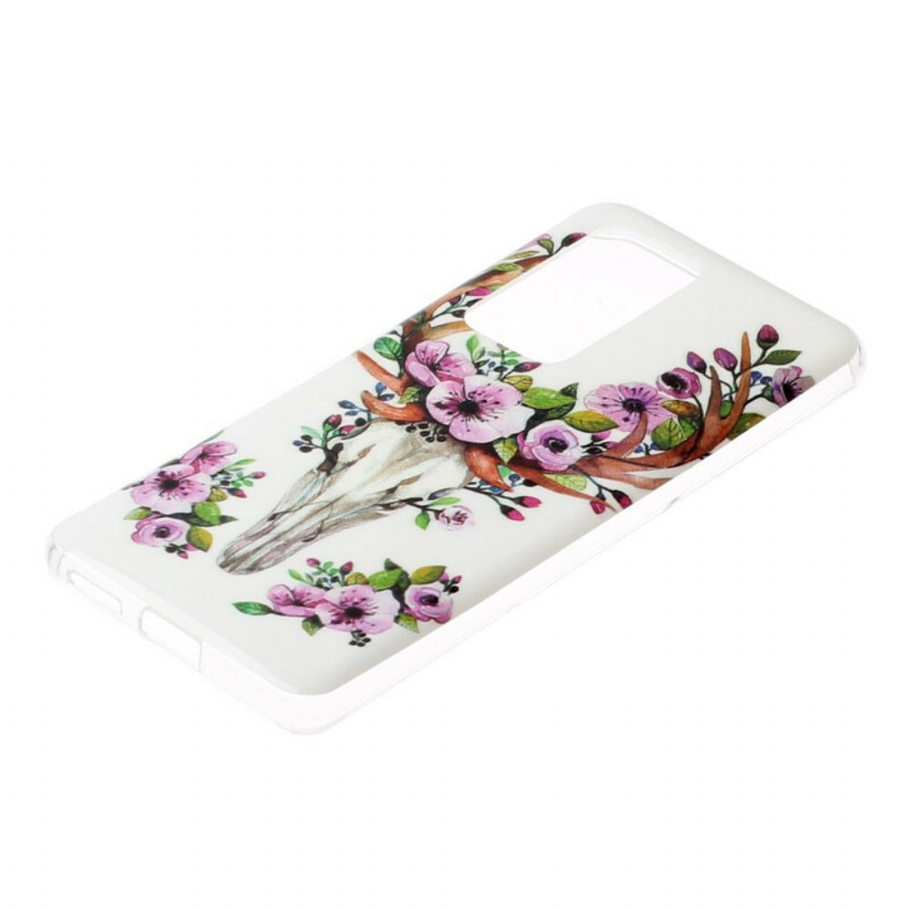 Hoesje voor Huawei P40 Pro Fluorescerende Eland Met Bloemen