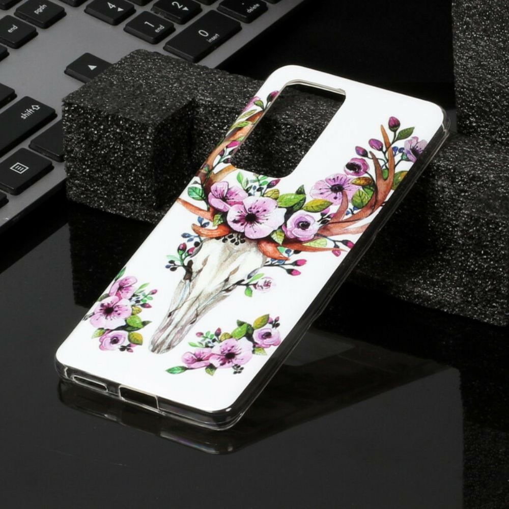 Hoesje voor Huawei P40 Pro Fluorescerende Eland Met Bloemen