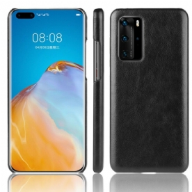 Hoesje voor Huawei P40 Pro Performance Litchi Leder Effect