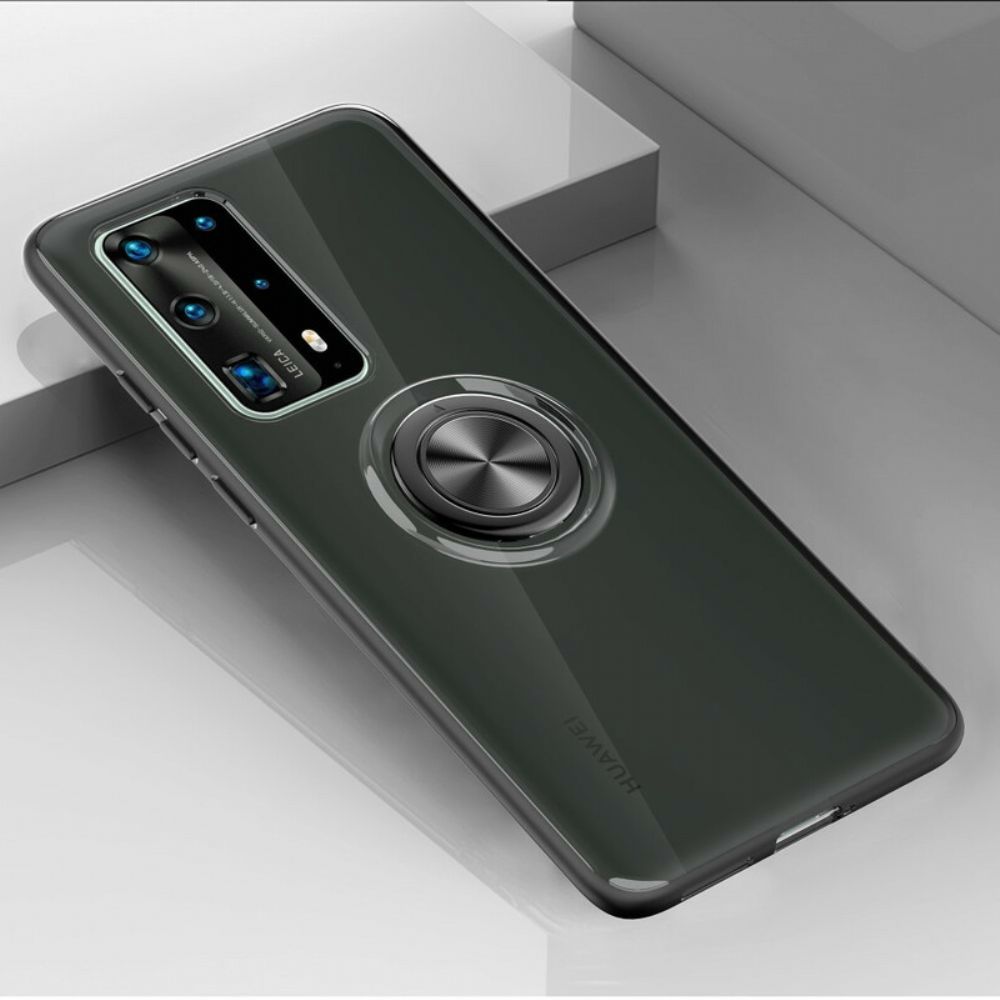 Hoesje voor Huawei P40 Pro Siliconen Roterende Ring Metaal