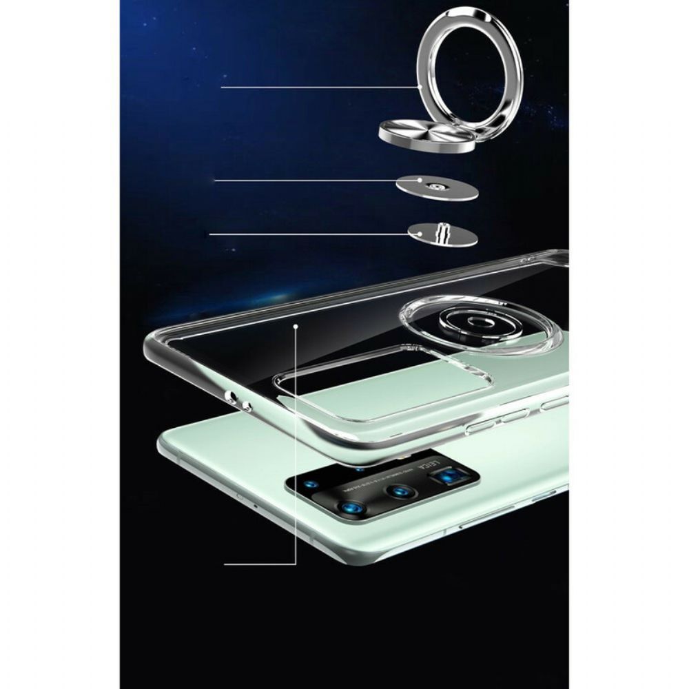 Hoesje voor Huawei P40 Pro Siliconen Roterende Ring Metaal