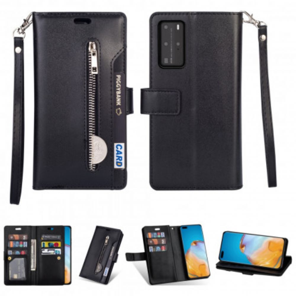 Leren Hoesje voor Huawei P40 Pro Portemonnee Met Lanyard