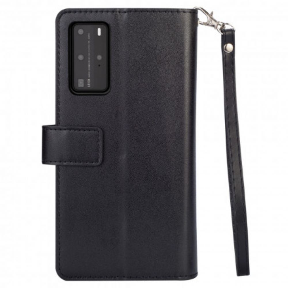 Leren Hoesje voor Huawei P40 Pro Portemonnee Met Lanyard