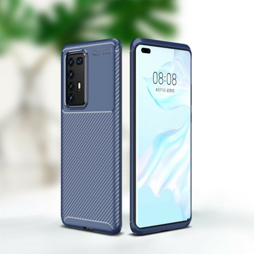 Telefoonhoesje voor Huawei P40 Pro Flexibele Koolstofvezeltextuur