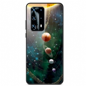 Telefoonhoesje voor Huawei P40 Pro Zonnestelsel Planeet Gehard Glas