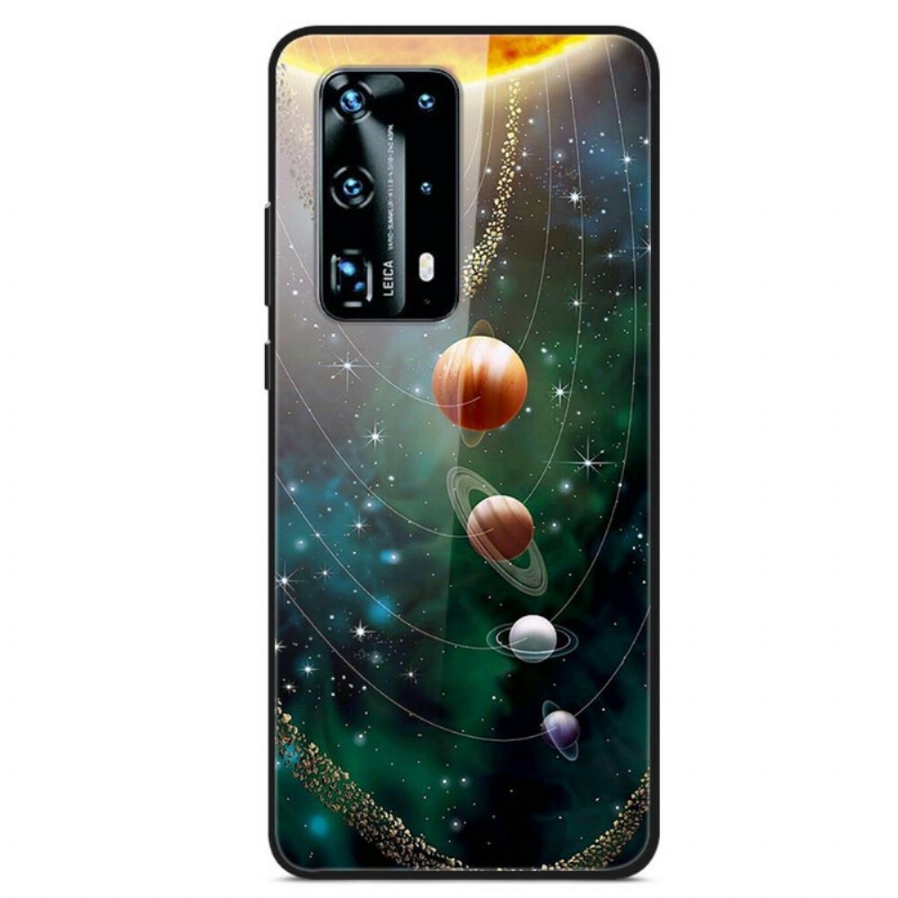 Telefoonhoesje voor Huawei P40 Pro Zonnestelsel Planeet Gehard Glas