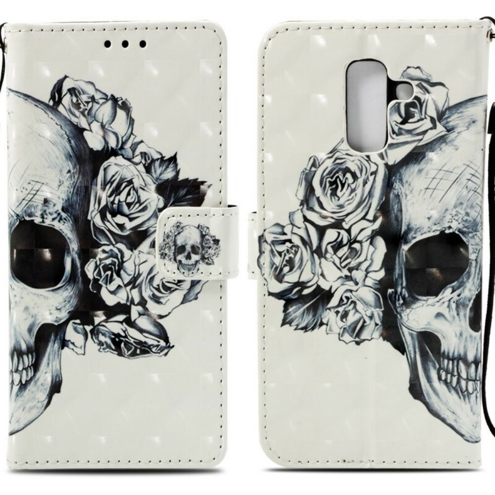 Folio-hoesje voor Samsung Galaxy A6 Plus 3d Bloemenschedel