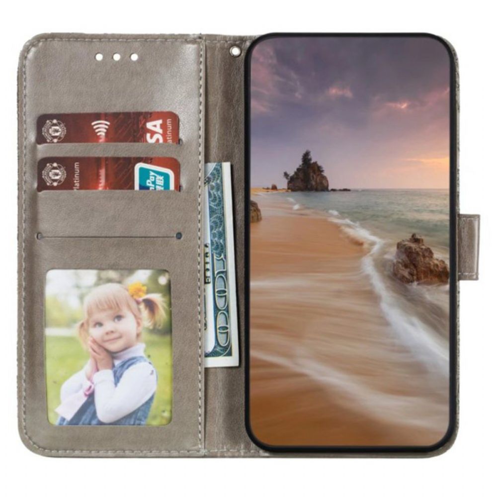 Flip Case Leren Samsung Galaxy A16 5g Bloemmotief En Riem