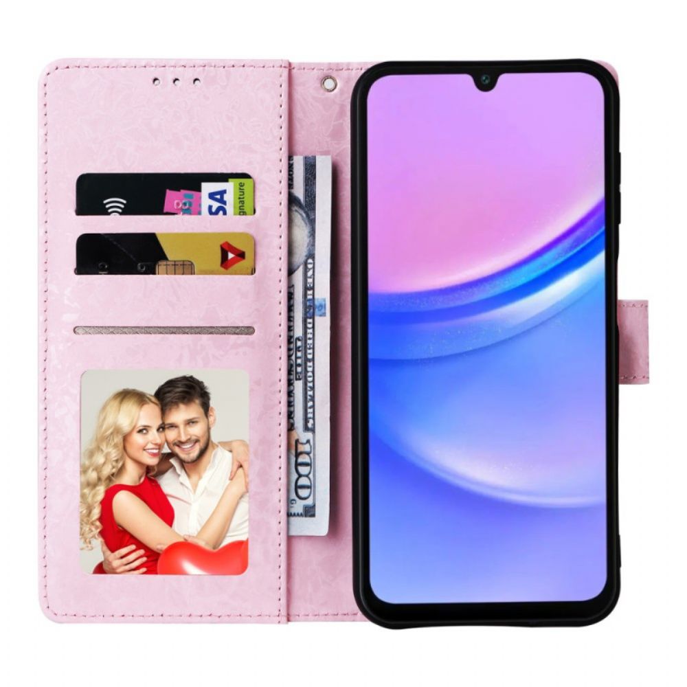 Flip Case Leren Samsung Galaxy A16 5g Fleurette Rfid-blokkering