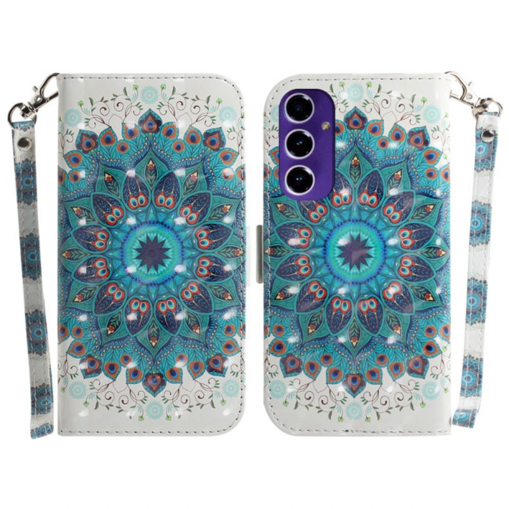 Flip Case Leren Samsung Galaxy A16 5g Groene Mandala Met Bandje