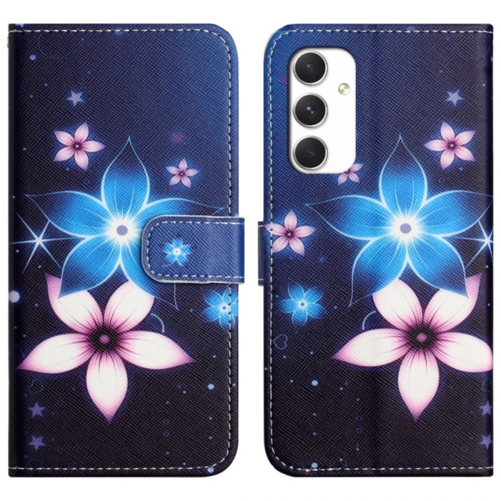 Flip Case Leren Samsung Galaxy A16 5g Maanbloemen