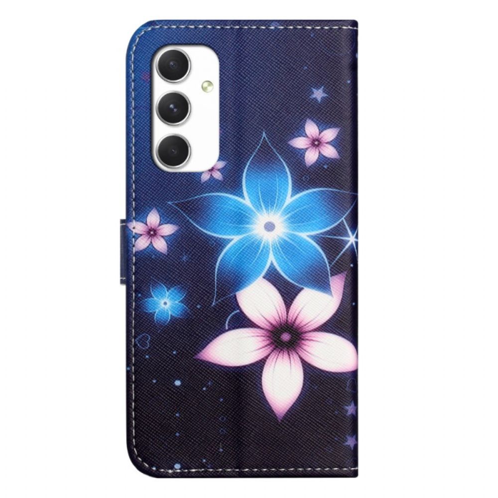 Flip Case Leren Samsung Galaxy A16 5g Maanbloemen