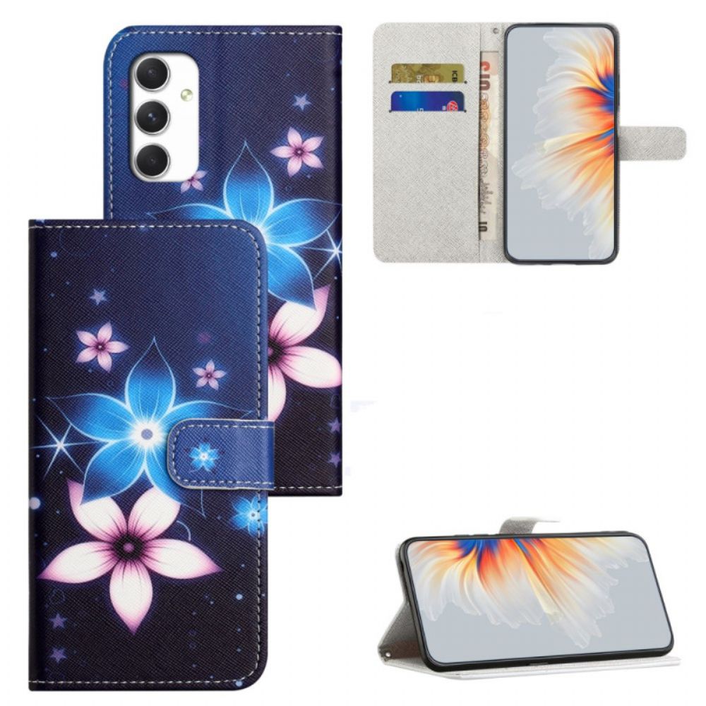 Flip Case Leren Samsung Galaxy A16 5g Maanbloemen