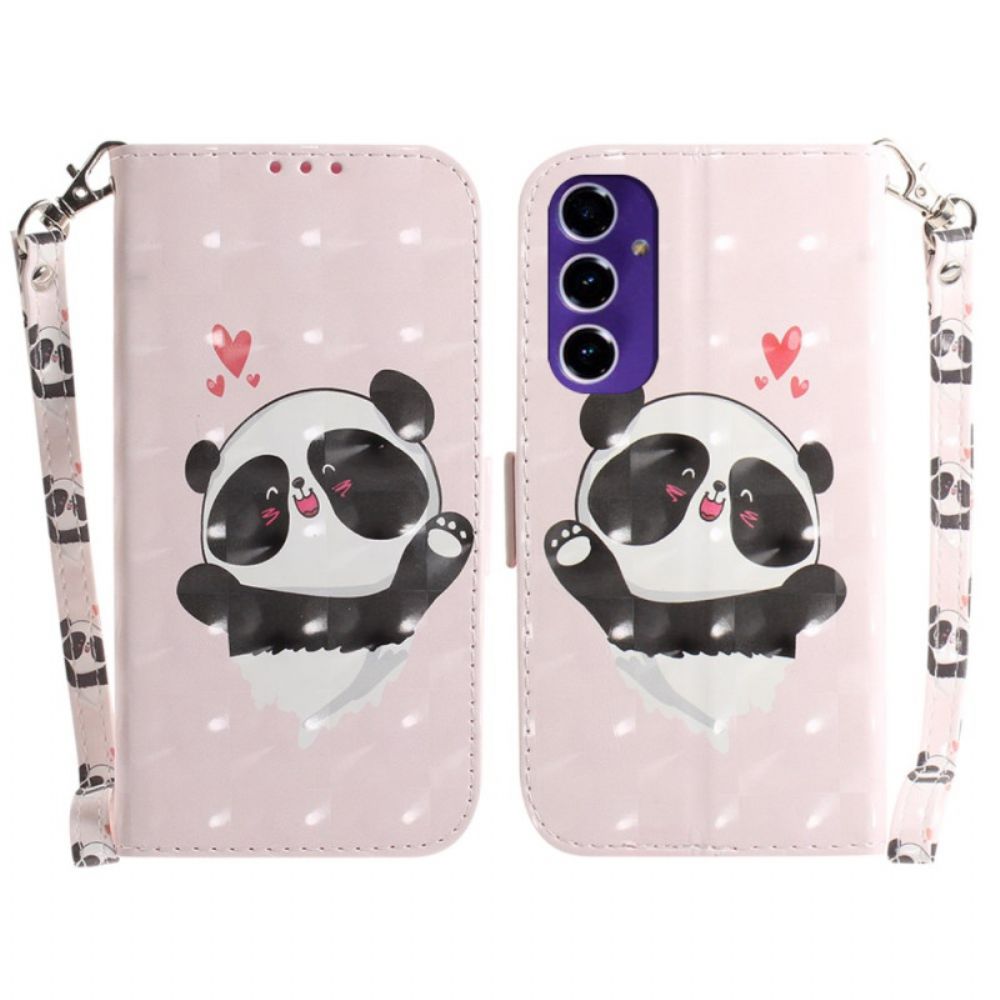 Flip Case Leren Samsung Galaxy A16 5g Panda Love Met Riempje