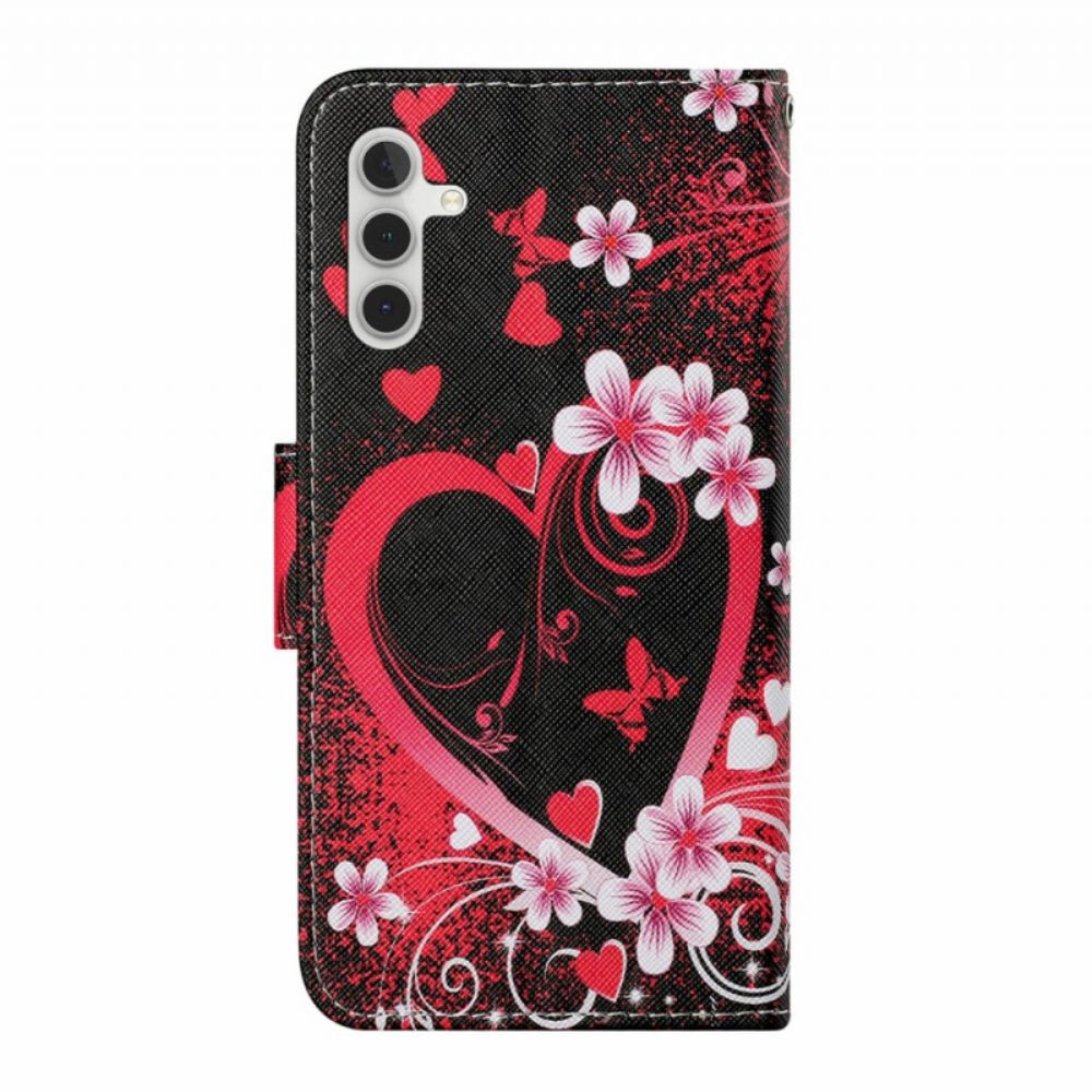 Flip Case Leren Samsung Galaxy A16 5g Rood Hart