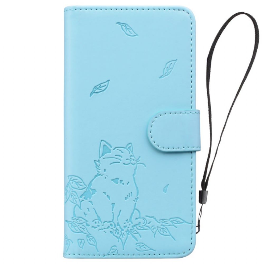 Folio-hoesje Samsung Galaxy A16 5g Telefoonhoesje Kattenopdruk Met Riem