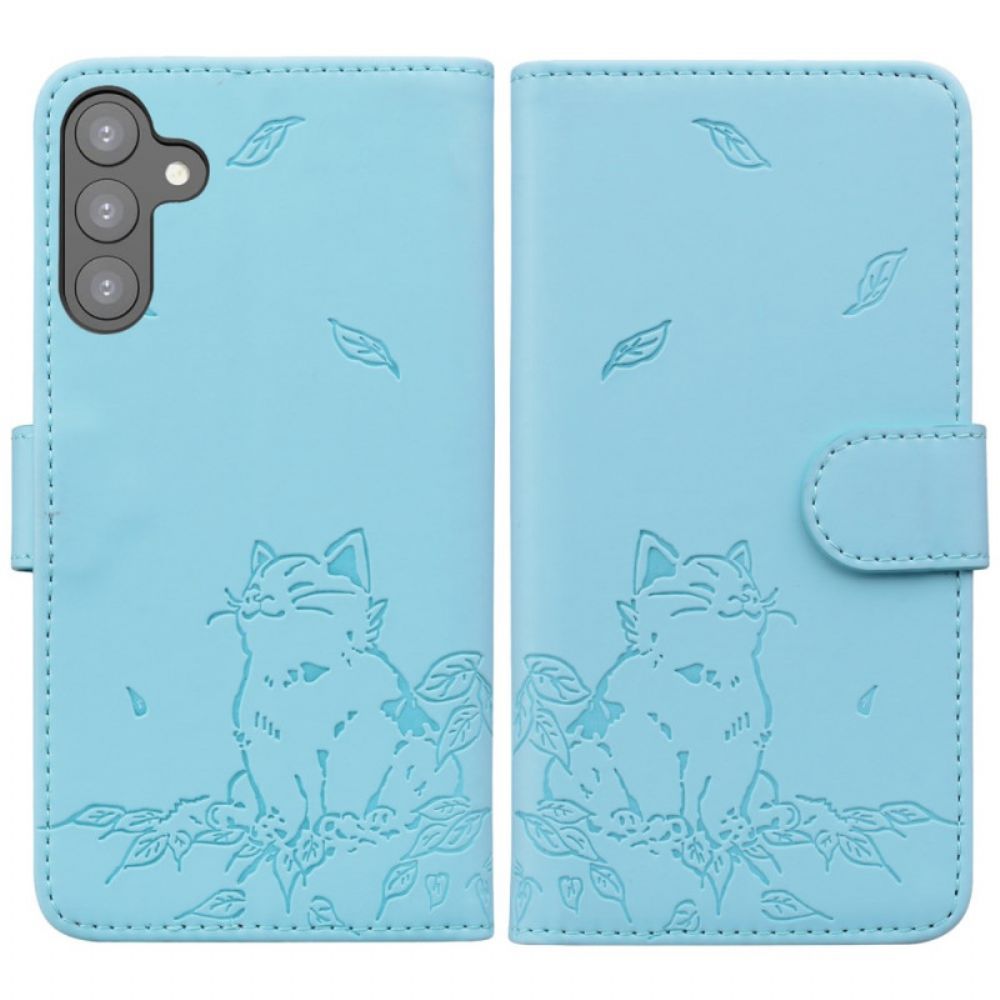 Folio-hoesje Samsung Galaxy A16 5g Telefoonhoesje Kattenopdruk Met Riem