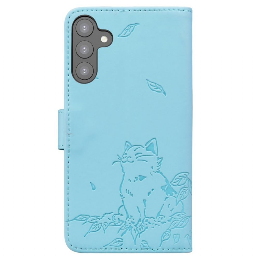 Folio-hoesje Samsung Galaxy A16 5g Telefoonhoesje Kattenopdruk Met Riem