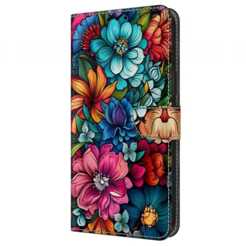 Leren Hoesje Samsung Galaxy A16 5g Bloemmotief Bescherming Hoesje