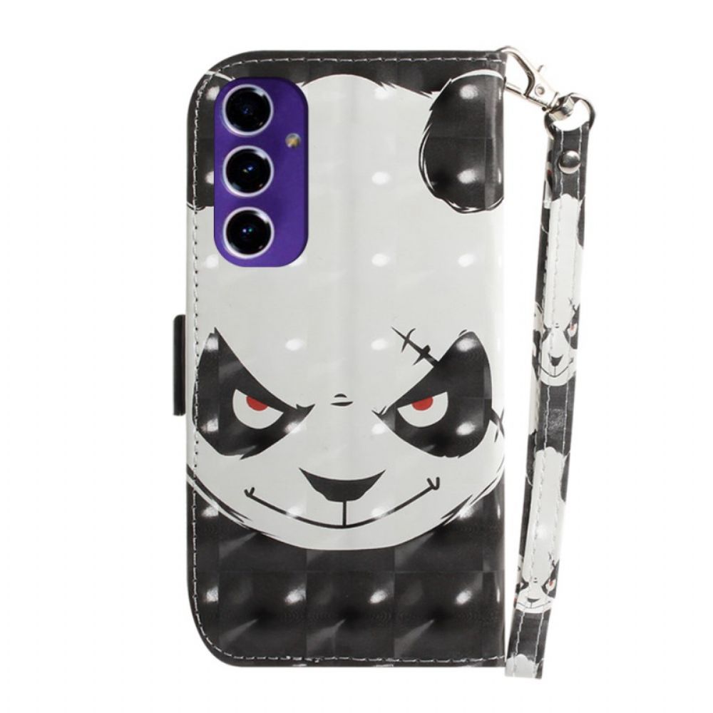 Leren Hoesje Samsung Galaxy A16 5g Boze Panda Met Riem