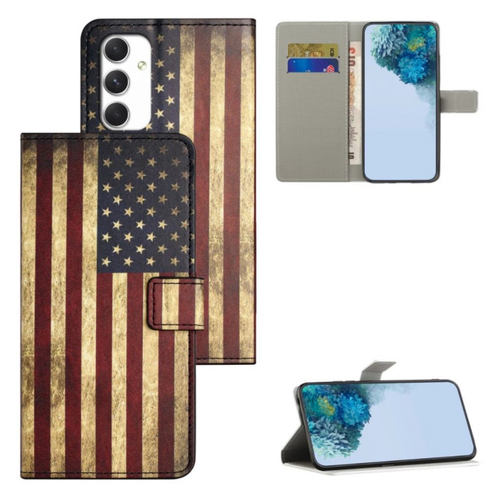 Leren Hoesje Samsung Galaxy A16 5g Vintage Amerikaanse Vlag Bescherming Hoesje