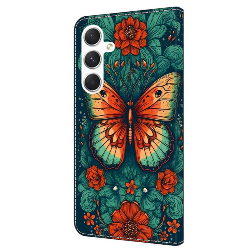 Leren Hoesje Samsung Galaxy A16 5g Vlindermotief Bescherming Hoesje