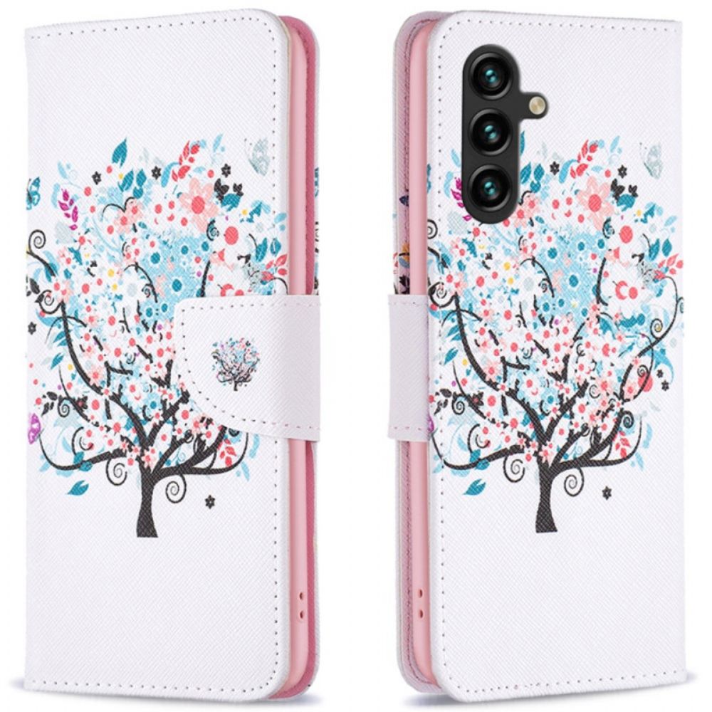 Leren Hoesje Voor Samsung Galaxy A16 5g Bloemrijke Boom