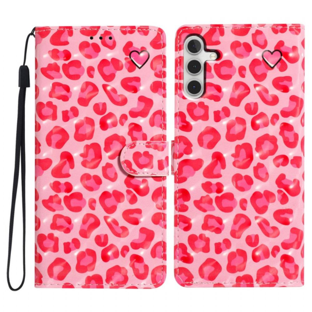 Leren Hoesje Voor Samsung Galaxy A16 5g Roze Luipaard