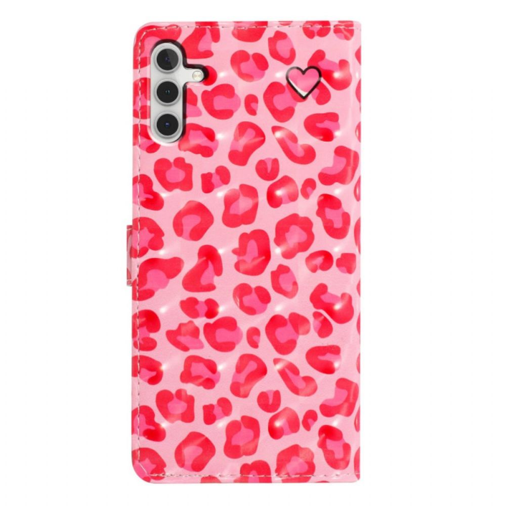 Leren Hoesje Voor Samsung Galaxy A16 5g Roze Luipaard