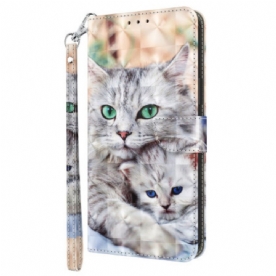 Leren Hoesje Voor Samsung Galaxy A16 5g Twee Stringkatten