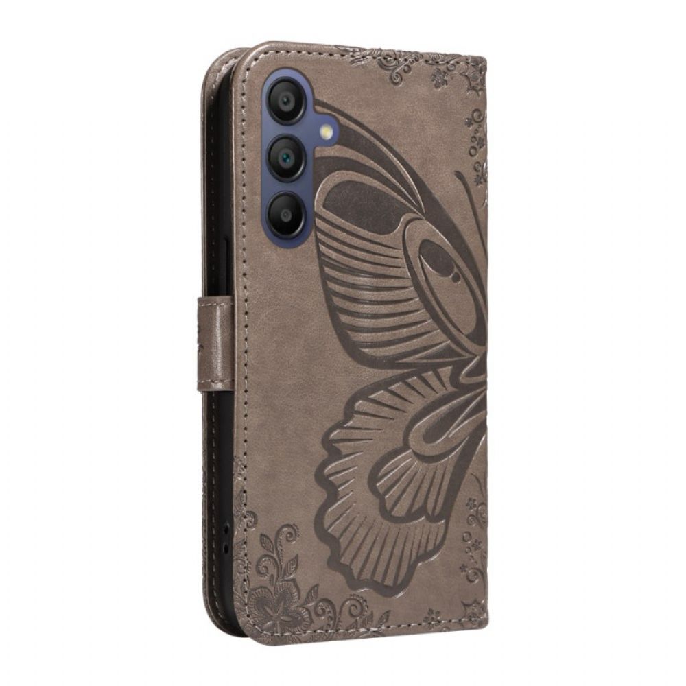 Leren Hoesje Voor Samsung Galaxy A16 5g Vlindervoetafdruk