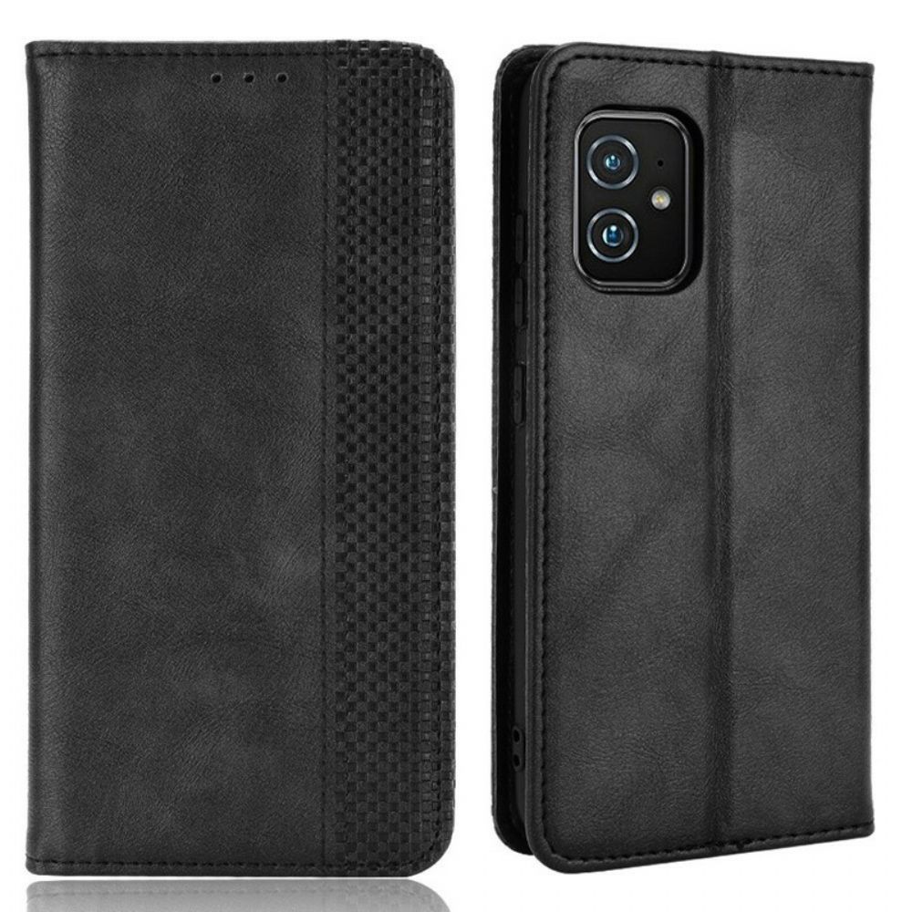 Bescherming Hoesje voor Asus Zenfone 8 Folio-hoesje Vintage Gestileerd Leereffect