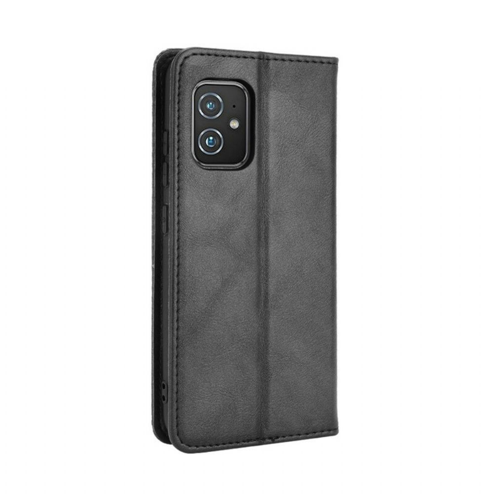 Bescherming Hoesje voor Asus Zenfone 8 Folio-hoesje Vintage Gestileerd Leereffect