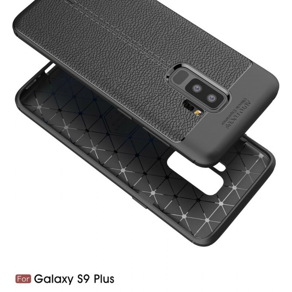 Telefoonhoesje voor Samsung Galaxy S9 Plus Dubbele Lijn Litchi Leder Effect