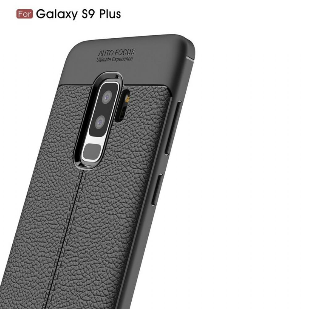 Telefoonhoesje voor Samsung Galaxy S9 Plus Dubbele Lijn Litchi Leder Effect