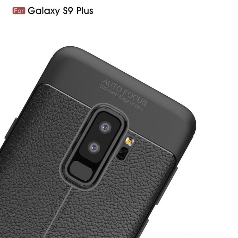 Telefoonhoesje voor Samsung Galaxy S9 Plus Dubbele Lijn Litchi Leder Effect