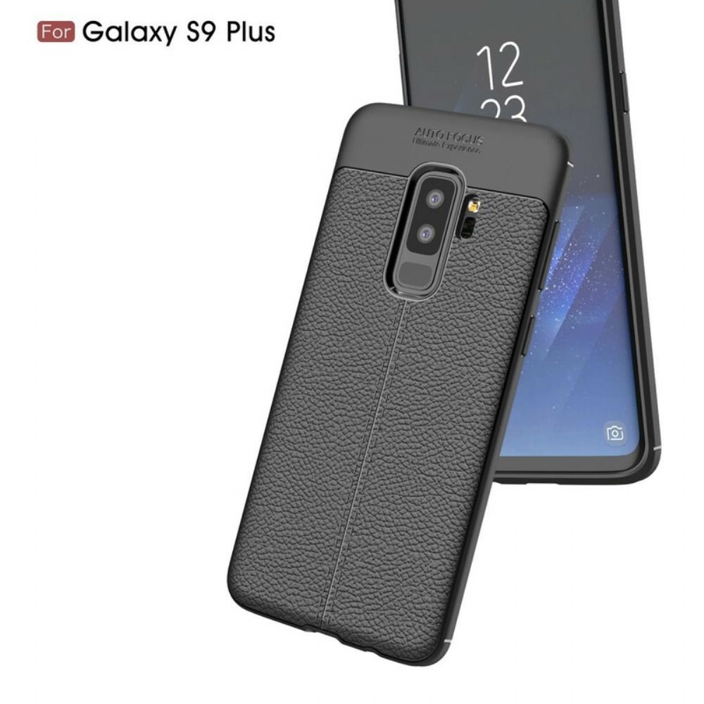 Telefoonhoesje voor Samsung Galaxy S9 Plus Dubbele Lijn Litchi Leder Effect