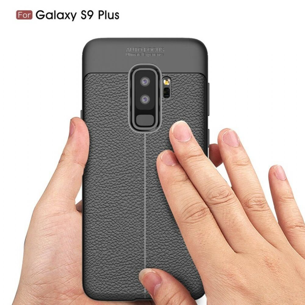 Telefoonhoesje voor Samsung Galaxy S9 Plus Dubbele Lijn Litchi Leder Effect