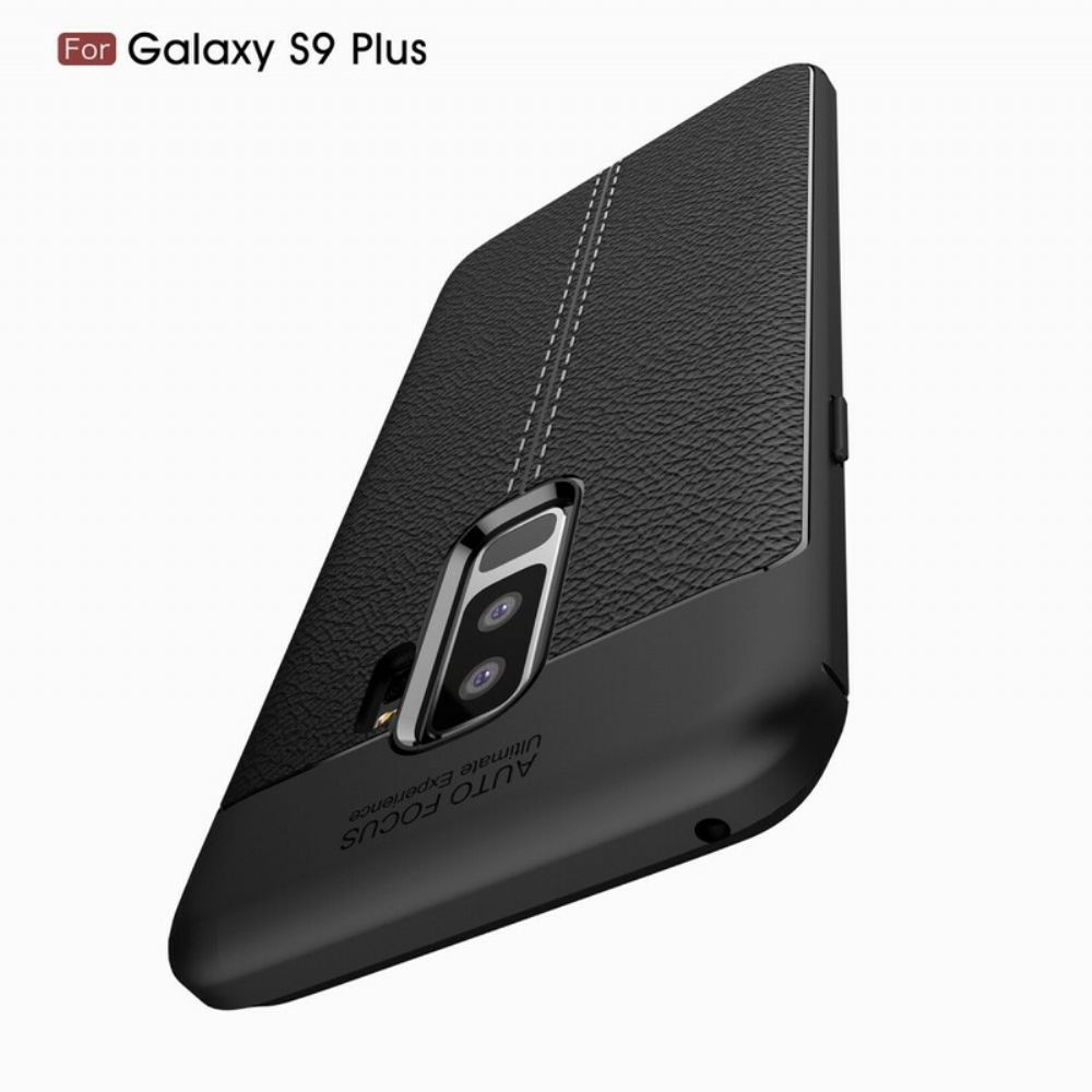 Telefoonhoesje voor Samsung Galaxy S9 Plus Dubbele Lijn Litchi Leder Effect