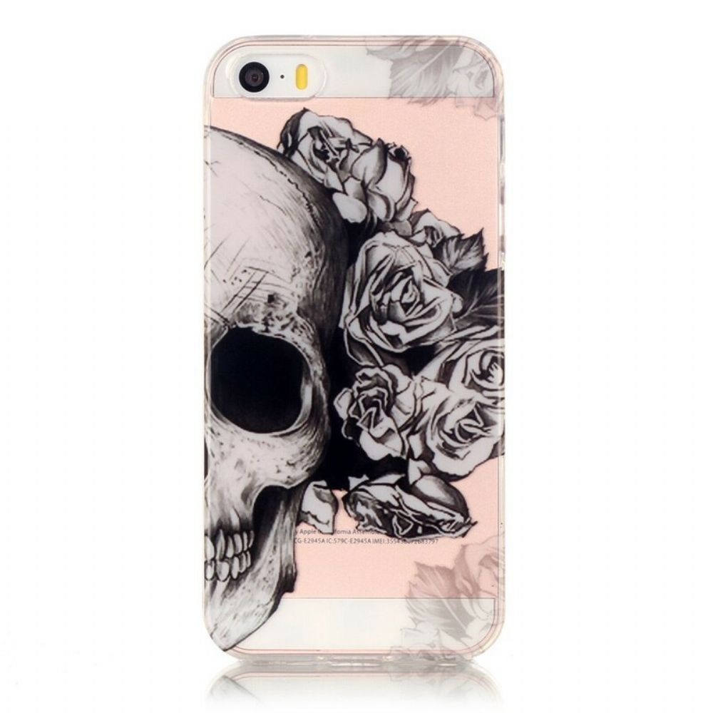 Hoesje voor iPhone SE / 5 / 5S Transparante Bloemenschedel