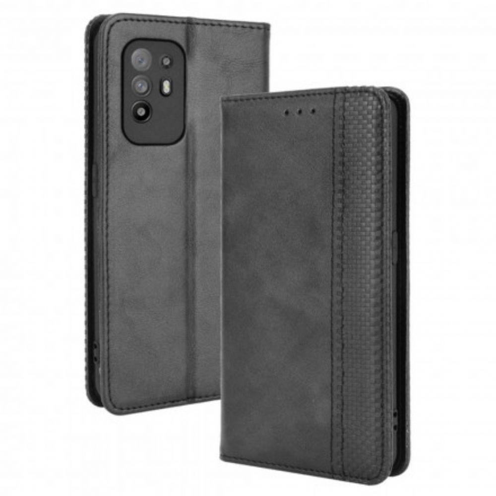 Bescherming Hoesje voor Oppo A94 5G Folio-hoesje Gestyled Vintage Leereffect