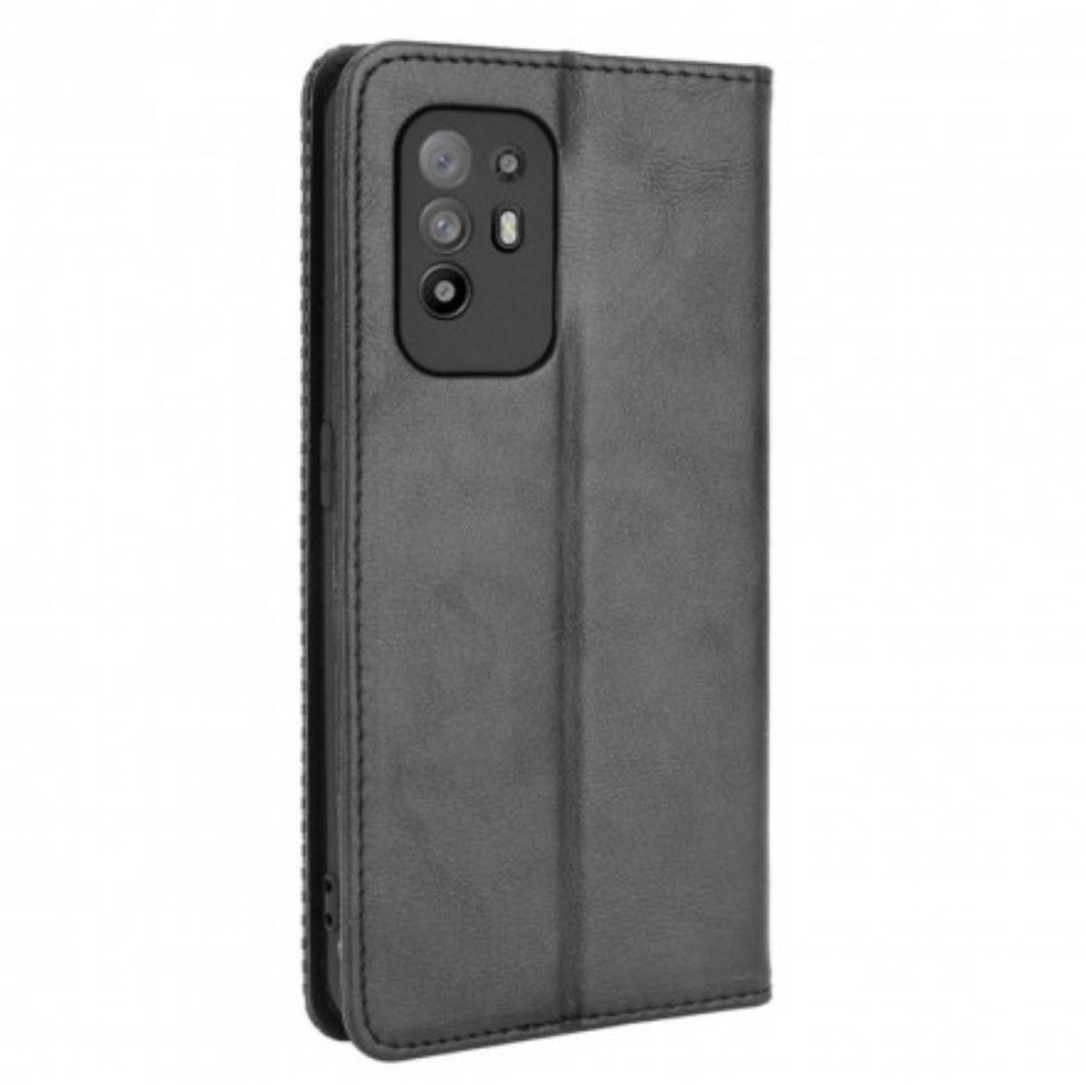 Bescherming Hoesje voor Oppo A94 5G Folio-hoesje Gestyled Vintage Leereffect