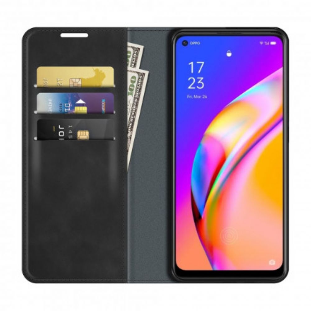 Bescherming Hoesje voor Oppo A94 5G Folio-hoesje Zacht Leereffect