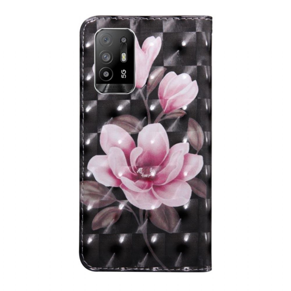 Flip Case voor Oppo A94 5G Bloemen Met Riem