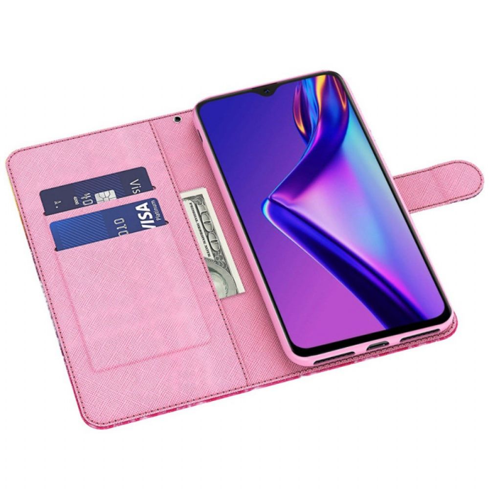 Flip Case voor Oppo A94 5G Bloemenpatronen Met Riem