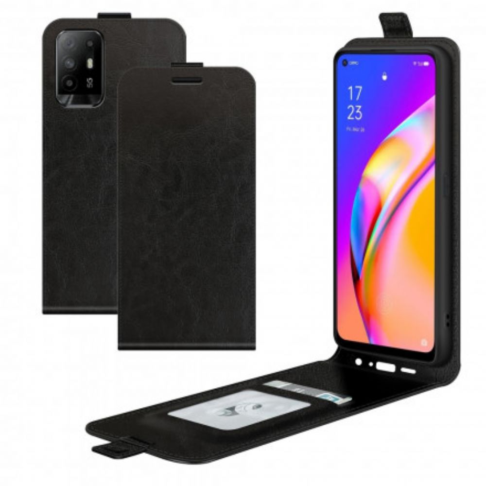 Flip Case voor Oppo A94 5G Folio-hoesje Leren Effect Verticale Klep