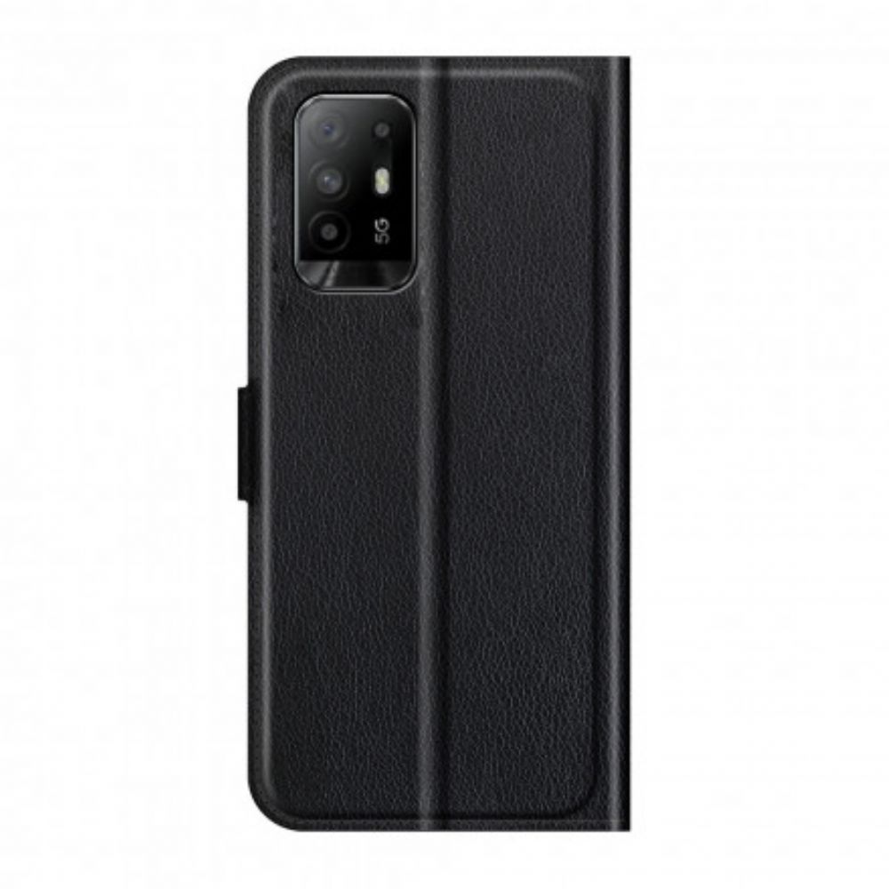 Flip Case voor Oppo A94 5G Klassiek Litchi Kunstleer